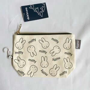 Dick Bruna Miffy face and letter print canvas cosmetic pouch bag Japan limited